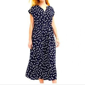NWT Loft M Navy Bee Print Midi Dress